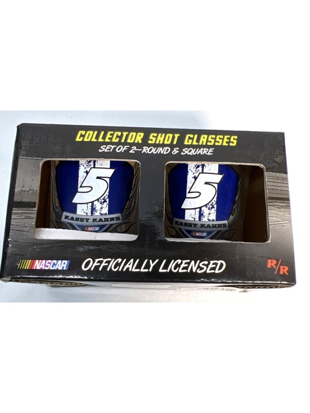 NASCAR Kasey Kahne #5 Collector Shot Glasses Set Of 2 Round & Square Officially